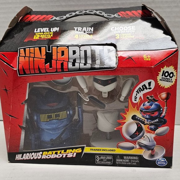 New NinjaBots Hilarious Battling Robots Blue Cobra & Trainer Head & Arms Explode - Picture 1 of 16